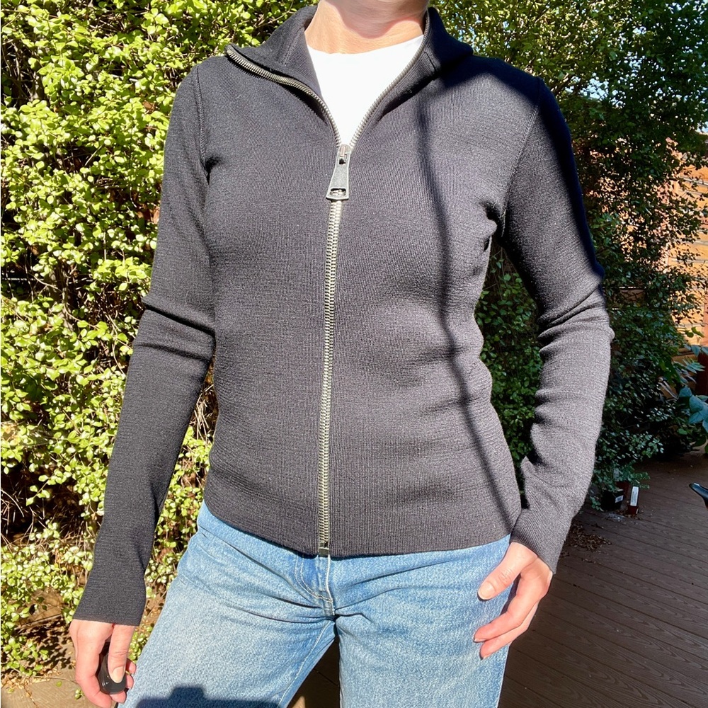Navy zip up, hooded sweatshirt Authier